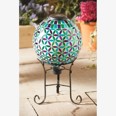 The Range Solar Powered Glass Globe Garden Light with Metal Stand - Multicoloured