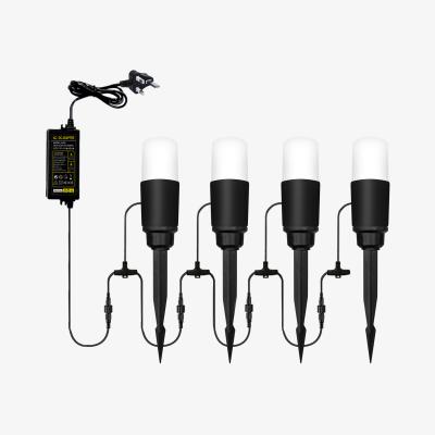 The Range Set of 4 Sitka Outdoor Pathway Spike Light with Photocell Sensor Kit - Black