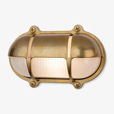 The Range Nautic Outdoor Brass Bulkheads Wall Light Oval Brass IP64 E27 - Brass