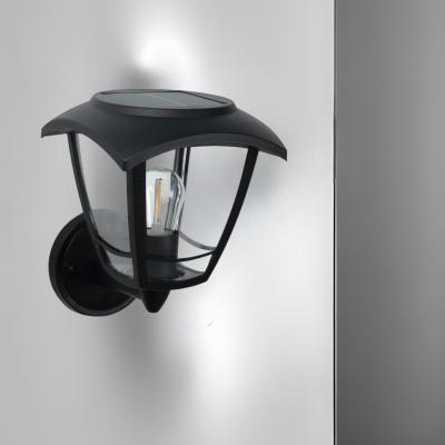The Range CGC LARA Black Solar Outdoor Wall Light Traditional Filament LED Warm White - black