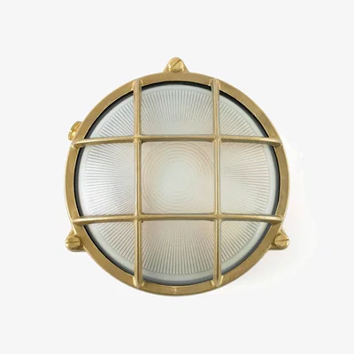 The Range Noray 1 Light Outdoor Bulkhead Wall Light - Brass
