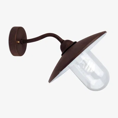 The Range Wally 1 Light Outdoor Fisherman Dome Wall Light - Rust brown
