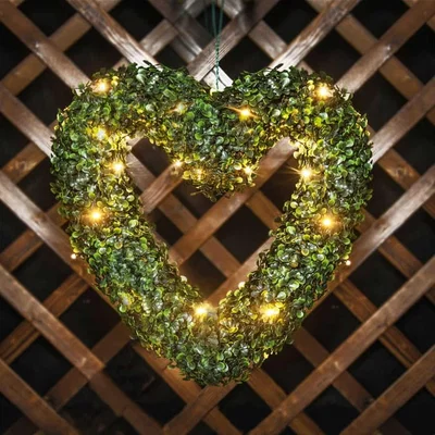 The Range LED Hanging Topiary Heart Solar Light - Green