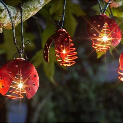 The Range 10pc Ladybird Solar Lights  - Red
