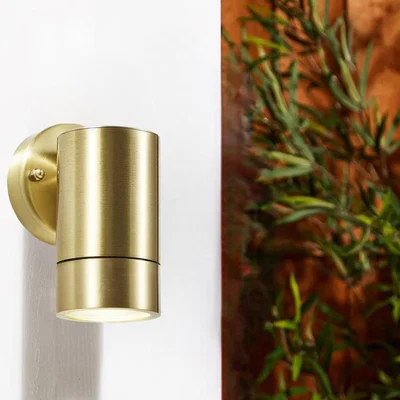 The Range CGC NOAH Brass GU10 Single Down Outdoor Wall Light Spotlight IP54 - brass
