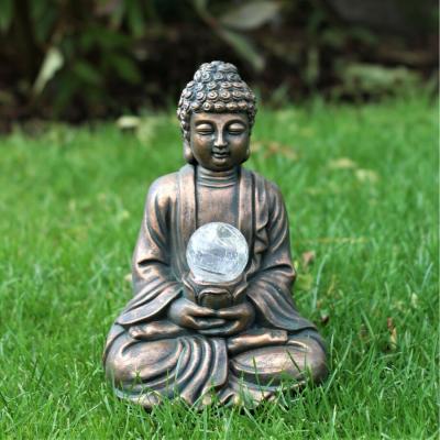 The Range Solar Buddha Zen Colour Changing Garden Ornament  - Bronze