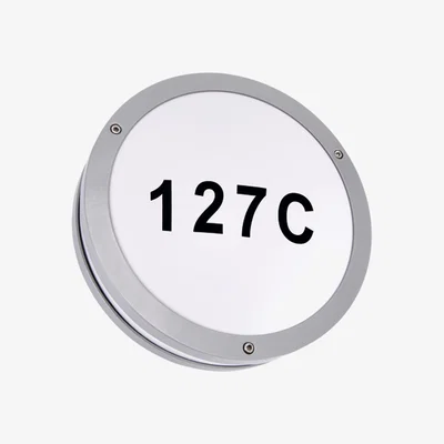 The Range CGC Round Grey LED Outdoor Wall Light Bulkhead with House Number Pack - grey