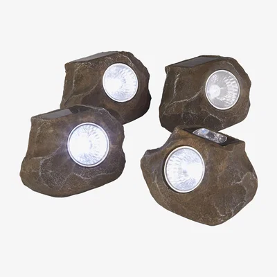 The Range Set Of 4 LED Rock Lights  - Brown