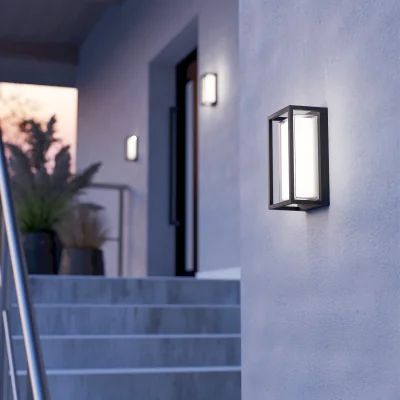 The Range Eglo Genovese Outdoor LED Wall Light, TriColour, Microwave Sensor, IP65 - Black