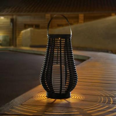 The Range Tall Rattan Lantern Solar Light - Black