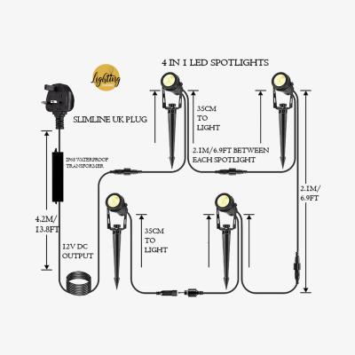 The Range 4 in 1 LED 12V Spotlights "Warm White" Garden Landscape Up Spot Lights - Black