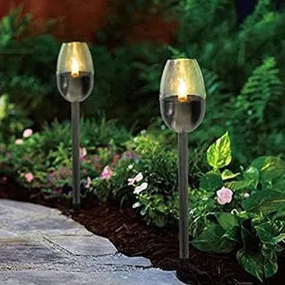 The Range 30Cm Solar Powered Flickering Flame Stake Light - Silver