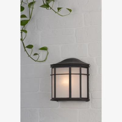 The Range Dulbecco Outdoor Wall Light Matt Black Opal Acrylic