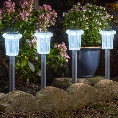The Range Set of 4 Solar Stake Lights  - Silver