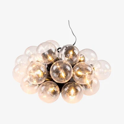 The Range Pair Of Decorative IP44 Rated LED Festoon Clear Globe String Lights - Black