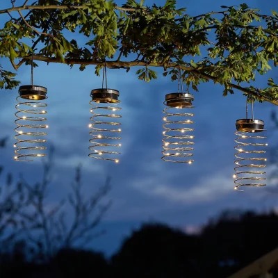 The Range Set of 6 Solar Powered Spring Spiral Lights - Silver