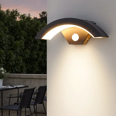 The Range Modern LED Curved Induction Wall Light Outdoor Light - Black
