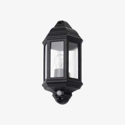 The Range Bangor Outdoor Half Lantern Wall Light with PIR Sensor - Black