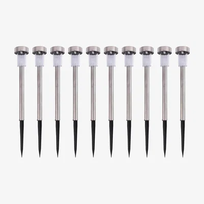 The Range Colour Changing Solar Pathway Lights Silver Pack of 10 - Black