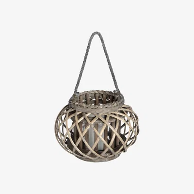 The Range Large Wicker Basket Lantern Perfect Outdoor Accent - Brown