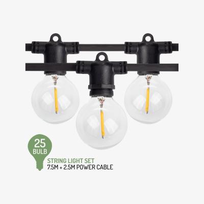 The Range Outdoor LED String Lights - E12 G40 - 10m Length Featuring 25 Bulbs - Warm White - Warm White