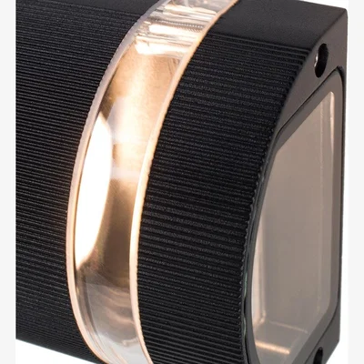 The Range Black Modern Aluminium Ribbed Glass Outdoor Wall Light - Black