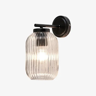 The Range Azalea Ribbed Glass Outdoor Wall Light - Black