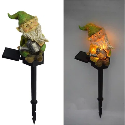 The Range Solar Garden Cartoon Resin Dwarf Genie Lights - Green