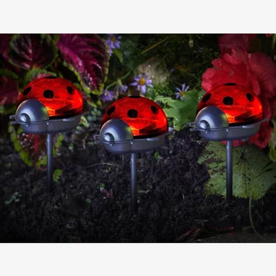 The Range 3 Pack Ladybird Stake Lights  - Red