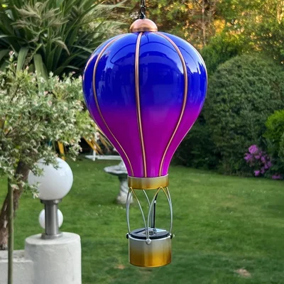 The Range Violet Solar Hot Air Balloon Outdoor Hanging LED Light for Garden Patio - Purple / 20.0cm