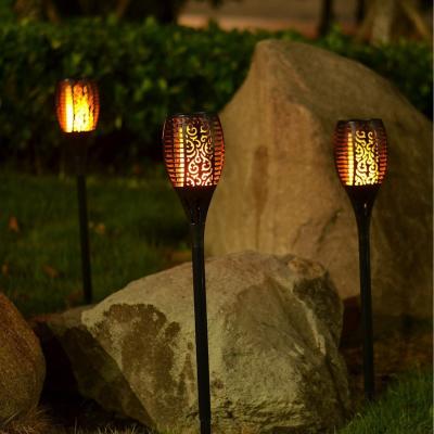 The Range 96 LED Solar Power Flickering Flame Torch Stake Lights - Black / 2