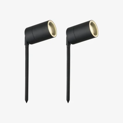 The Range Set Of 2 Blaze Outdoor Spike Lights - Black And Clear Glass