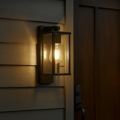 The Range Black  Clear Glass Outdoor Wall Light - Black