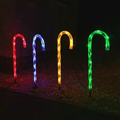 The Range 4pc Multicoloured Candy Cane Stake Lights - Red
