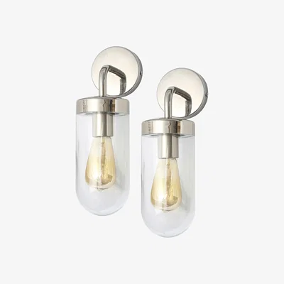 The Range 2 Pack Of Reeth Outdoor Curved Industrial Style Wall Light - Polished Steel
