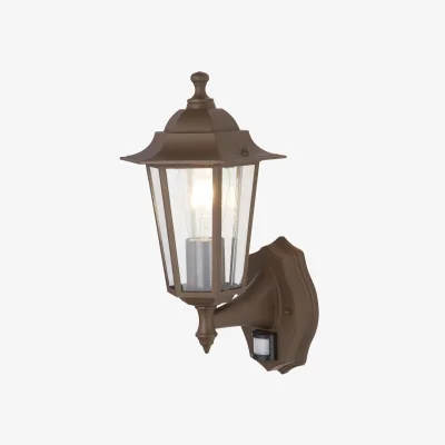 The Range Alex Outdoor Wall Light - Rust Brown Metal  Glass - Brown