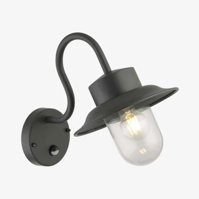 The Range Montford Outdoor Sensor Wall Light - Black And Clear Glass