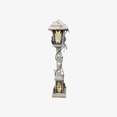 The Range Grey and White Wooden Lantern