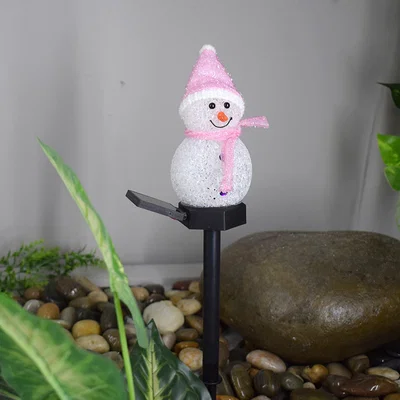 The Range Outdoor Garden Solar Christmas Snowman LED Stake Light - Pink