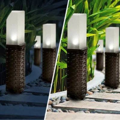 The Range Set of 4 Rattan Solar Lights - Brown