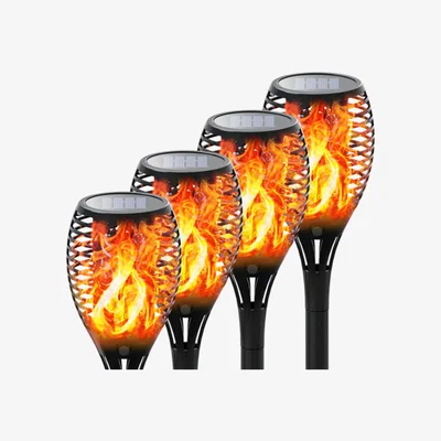 The Range Pack of 4 Flame Solar Lights - Black