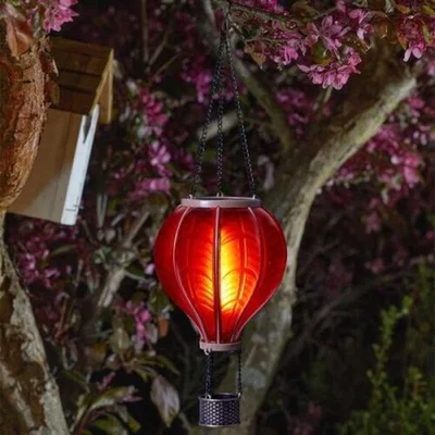 The Range Solar Garden LED Light Balloon Flame Effect Hanging - Red