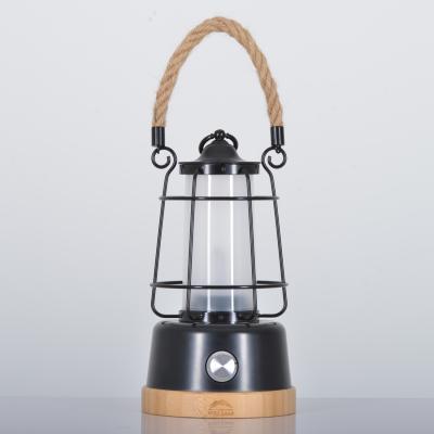 The Range 12W Portable Rechargeable LED Lantern with Hemp Rope Handle - Black