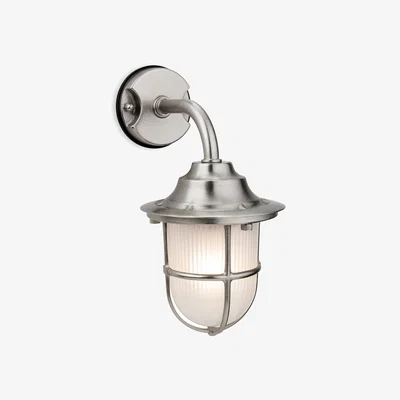 The Range Nautic 1 Light Outdoor Wall Light Nickel IP64 E27 - Frosted Glass
