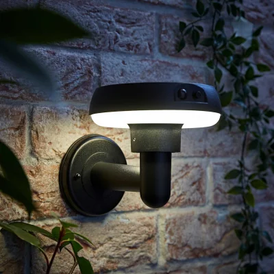 The Range Solar Powered LED Matte Black Sensor Outdoor Halo Wall Light - Matte Black - Matte Black