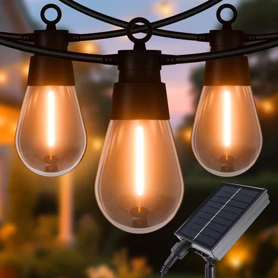 The Range LED Solar Bulb String Lights, 6.5m, 10 bulbs, 8 modes - 1800K