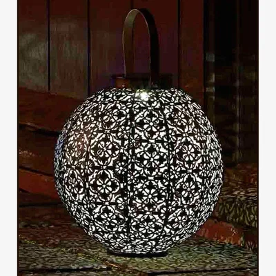 The Range Solar LED Hanging Damasque Lantern  - Bronze