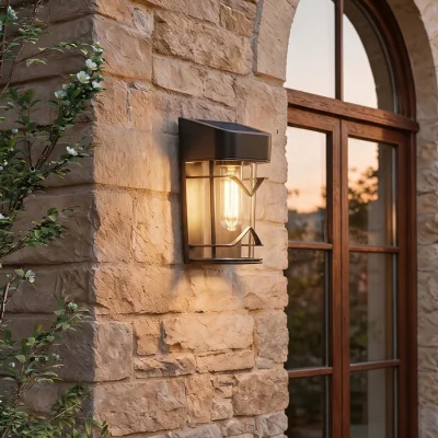 The Range Solar Powered Outdoor Wall Lights - Black and Clear