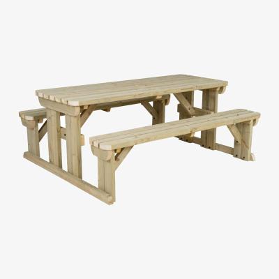 The Range Abies Wooden Rounded Outdoor Picnic Bench & Table Dining Set - Natural Light Green / 210cm