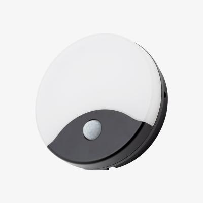 The Range Alford Outdoor LED Round Bulkhead Wall Light with PIR Sensor - Black